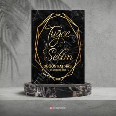 Siyah Mermer & Gold  Karşılama Panosu