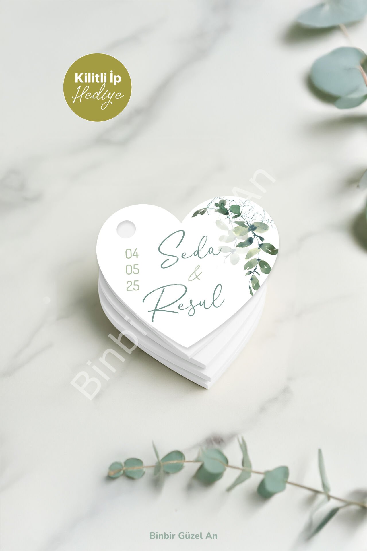 Kalpli Etiket (100 ADET - 3,3X2,8 CM) - Kilitli Ip Hediyeli