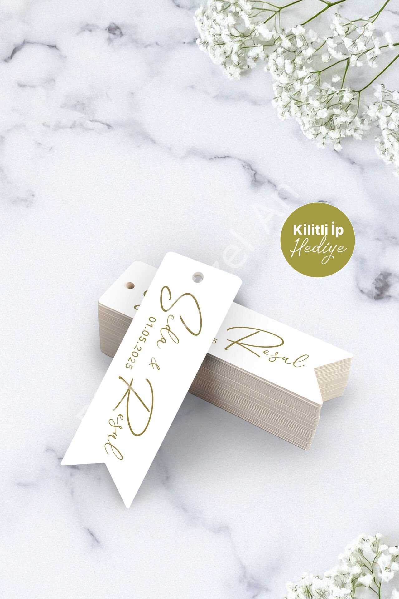 Flama Etiket (100 ADET - 6X2 CM) - Kilitli Ip Hediyeli