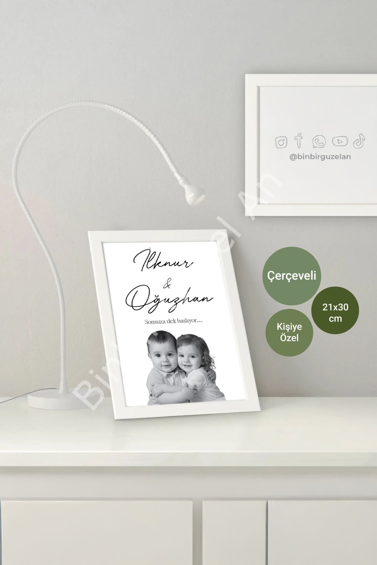 Kişiye Özel Çocukluk Fotoğraflı + Çerçeveli Tablo - 21x30 cm