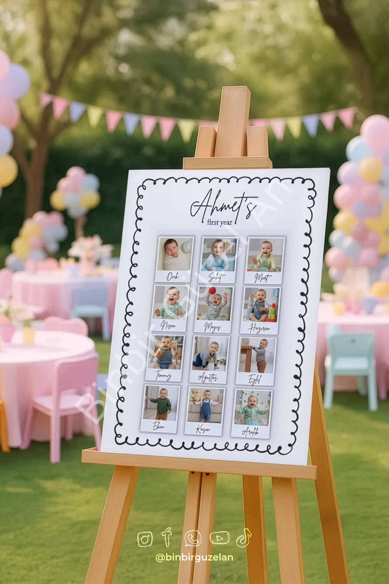 İlk Yılım - Fotoğraflı 1 Yaş Özel Panosu 50x70 cm