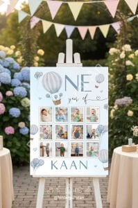 İlk Yılım - One of Year - Fotoğraflı 1 Yaş Özel Panosu - 50x70 cm