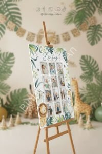 İlk Yılım - Safari Temalı - Fotoğraflı 1 Yaş Özel Panosu - 50x70 cm