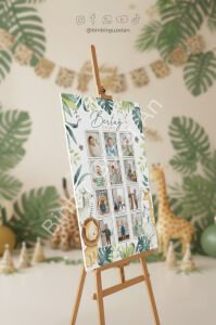 İlk Yılım - Safari Temalı - Fotoğraflı 1 Yaş Özel Panosu - 50x70 cm